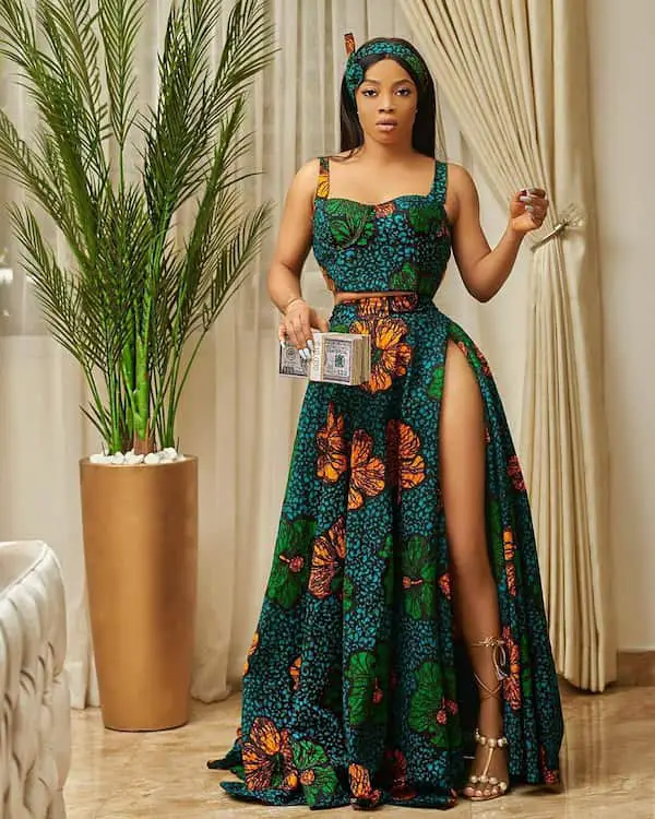 Ankara Two Piece with a Higher than High Leg Slit