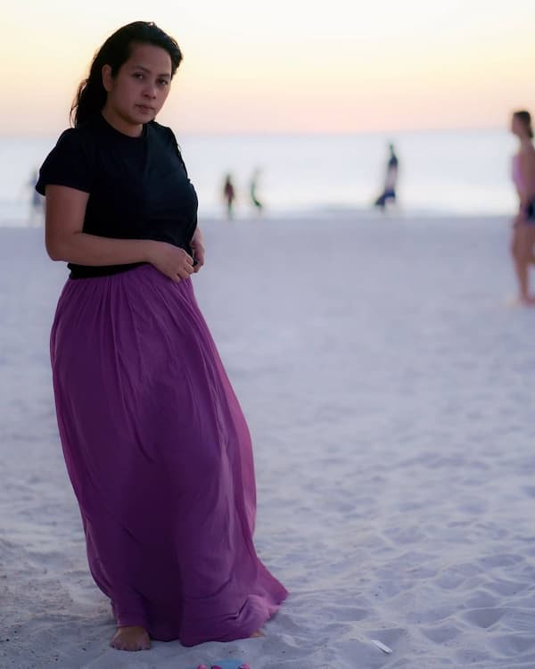 Black T-Shirt + Purple Maxi Shirt