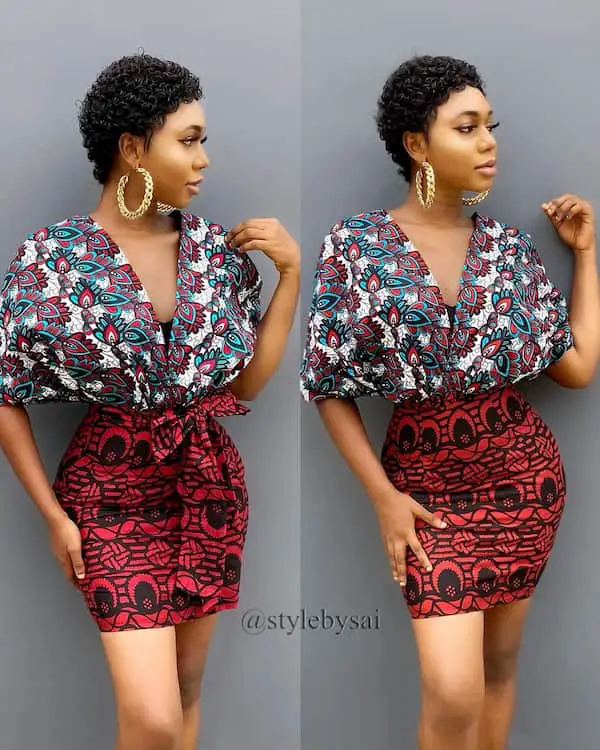 Fashionable Mix Match Two Piece Ankara Shirt and Short