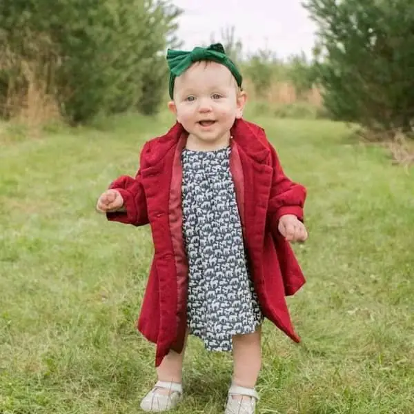 Red Sweater Jacket + Dotted Inner Gown + Green Head Band