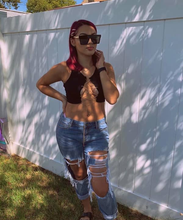 Black Chained Crop Top + Ripped Jeans