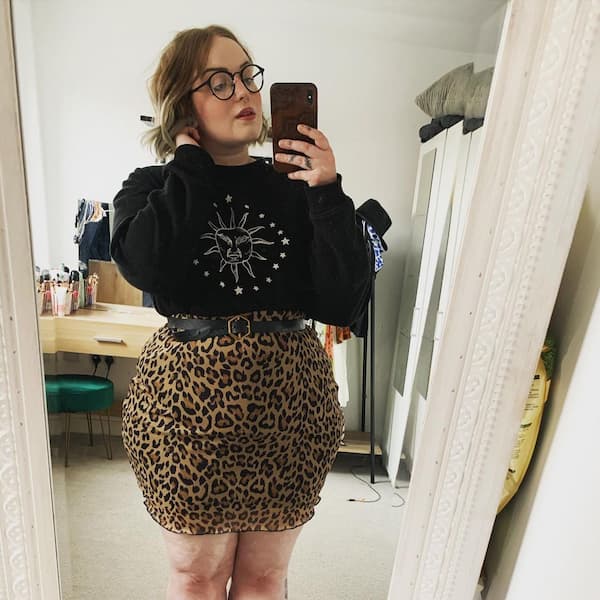 Black Long Sleeve + Animal Skin Mini Skirt + Sunglass