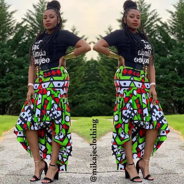 Black Top + Ankara High Low Skirt