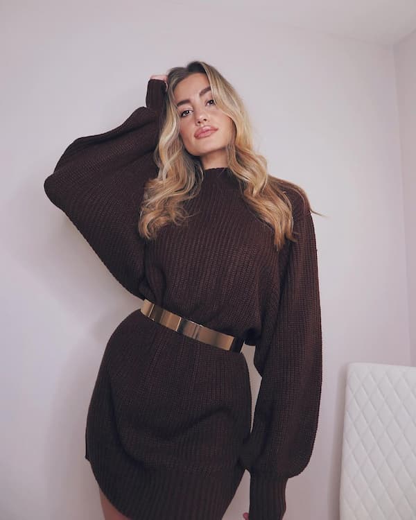 Coffee Brown Jumper Dress + Belt