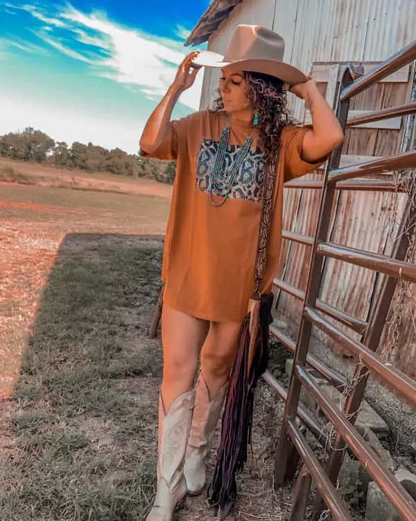 LONG LIVE COWBOYS WHITE T-SHIRT DRESS