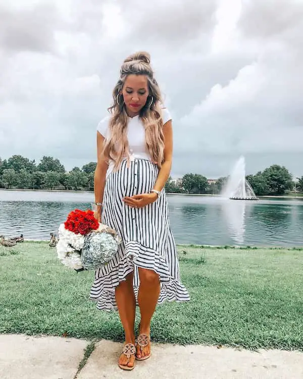 High Low Skirt + White Top