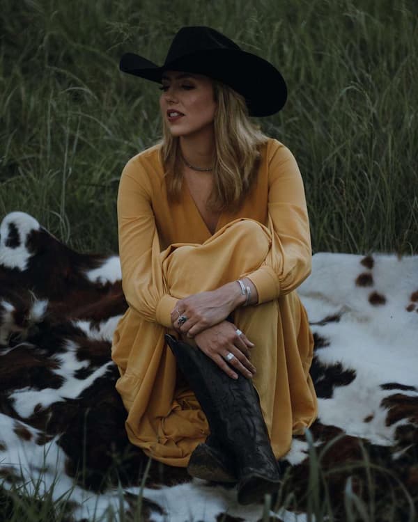 Long Gown + Hat + Cowgirl Boots 