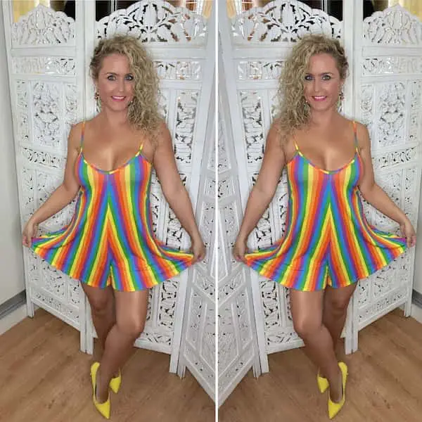 Spaghetti Hand Rainbow Dress + Cover Heels
