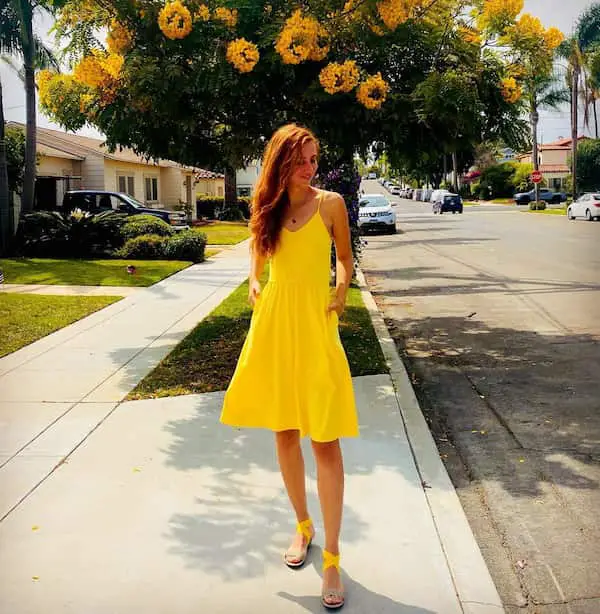 Yellow Short Gown + Yellow Sandals 