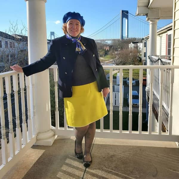 Yellow Skirt Outfit for Winter