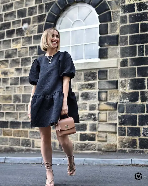 Black Petite Dress + Shoes + Chic Bag