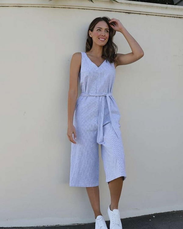 Joey Blue Sleeveless Jumpsuit with Trainers