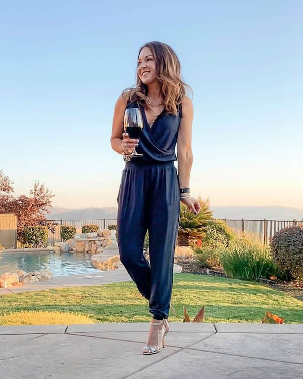 V-neck Jumpsuit + Heels