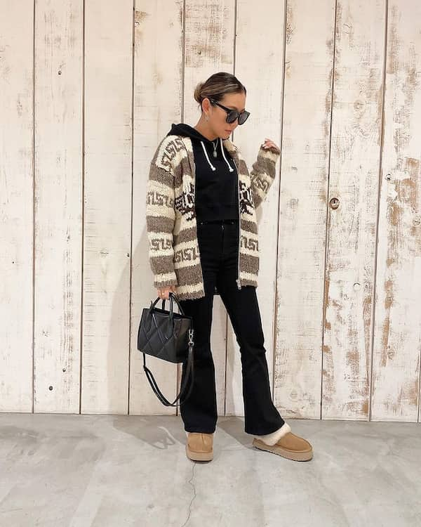 Hoodie + Joggers + Ugg Boots + Winter Jacket + Handbag + Sunglasses