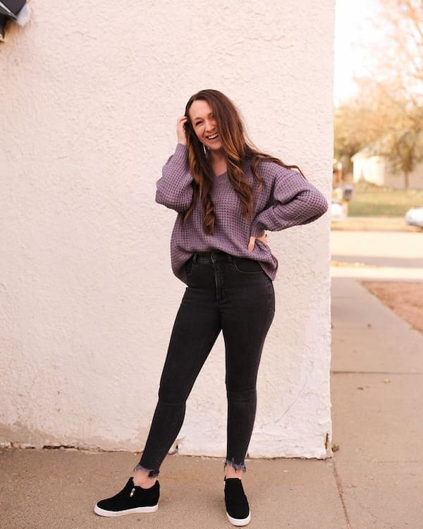 Oversized Sweat Coat + Black Jeans + Sneakers