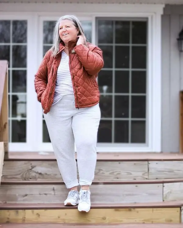 Plain Tee + Joggers + Winter Jacket + Sneakers