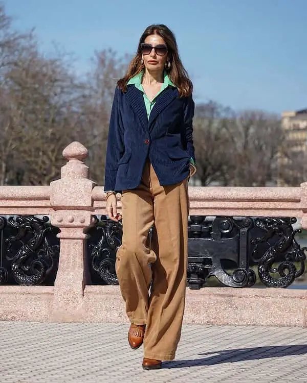 Swead Blazer + Button-down Shirt + Loosely-fitted Pant + Shoe