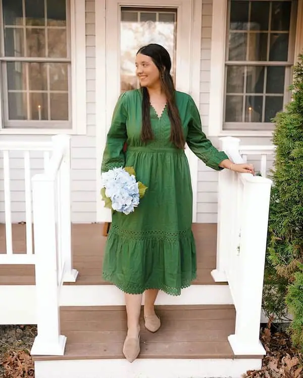 Green Maxi Dress + Mule Shoe