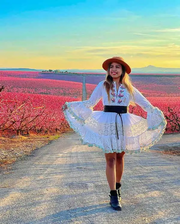 White Embroided Balloon Dress + Boots + Hat  