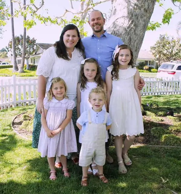 Blouse + Floral Skirt + Heels + Kids + Husband