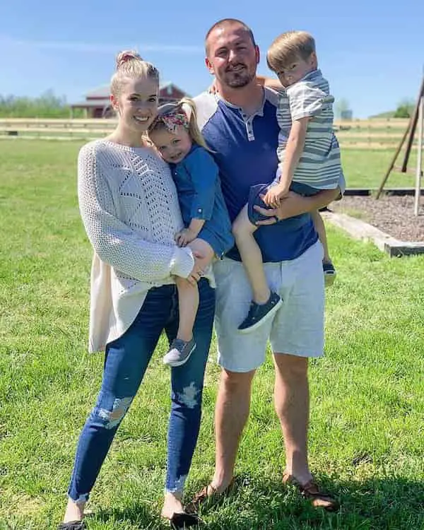 Lace Blouse + Jeans Pants + Mule Shoe + Kids + Husband