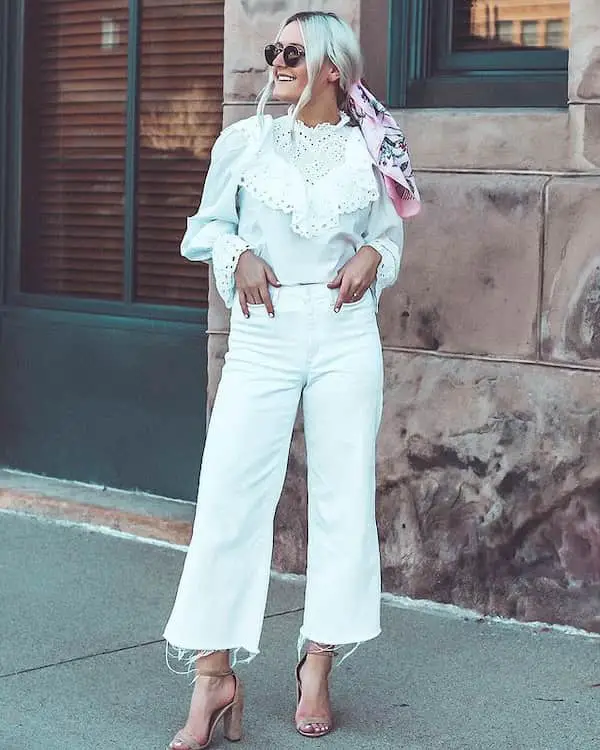 Long Sleeve Blouse + Wide Legs Pants + Sunglasses