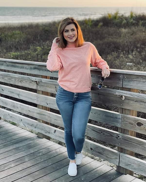 Long Sleeve Sweat Shirt with Jeans Pants + Van shoes