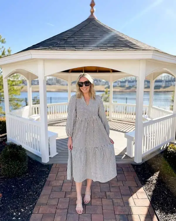 Midi Long Sleeve Dress with Sandals + Sunglasses