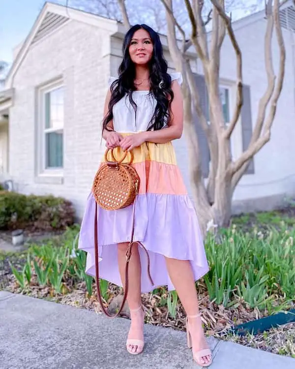 Multi-Colored Dress + Midi Handbag