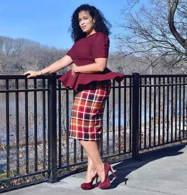 Peplum Top with Floral Skirt + Heels