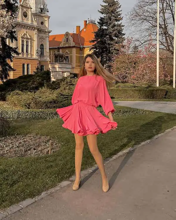 Pink Balloon Dress with Heels