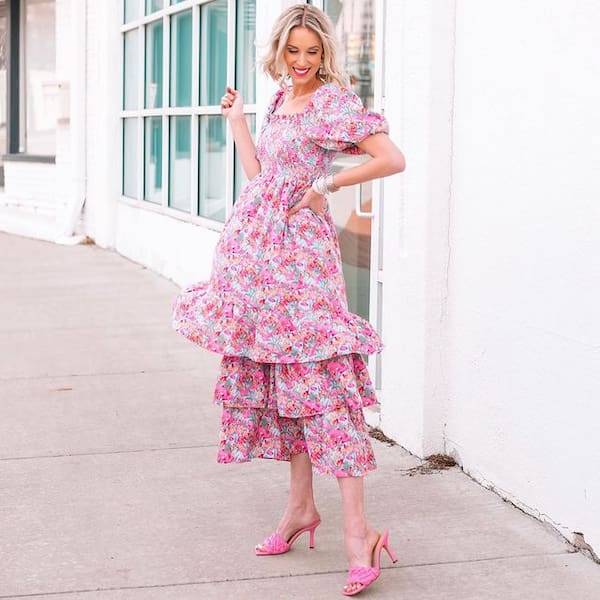 Stepped Long Dress + Heels