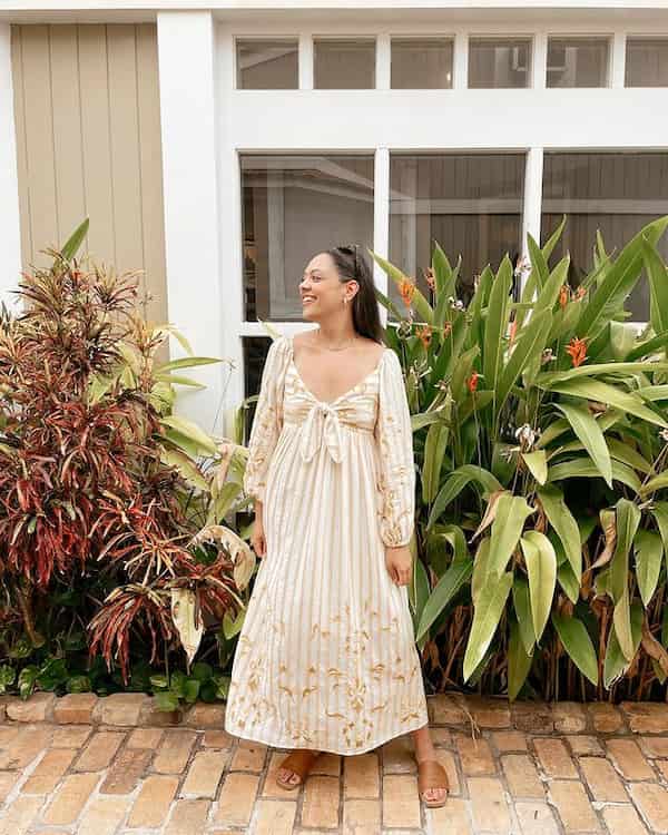 Maxi Linen Dress with Slippers