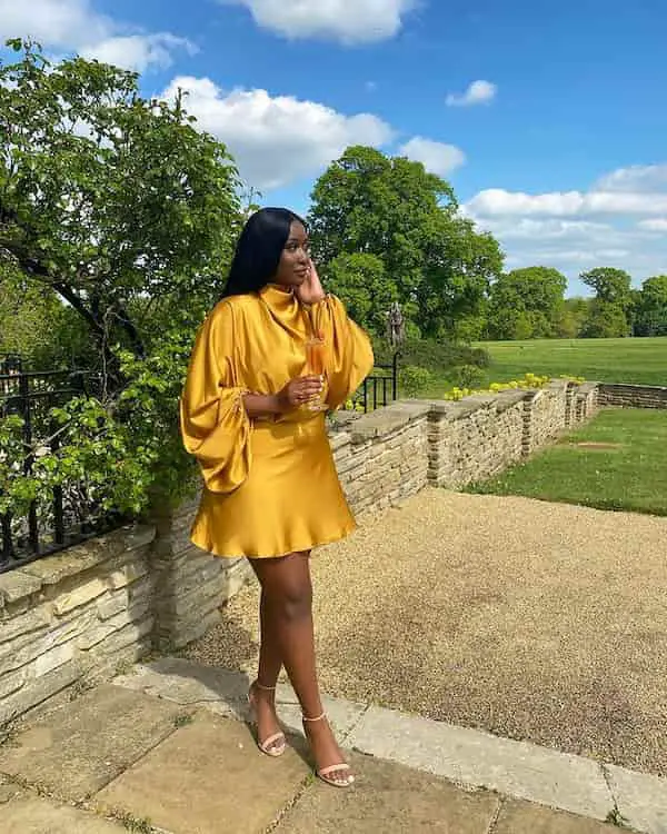 Mustard Yellow Dress with Heels