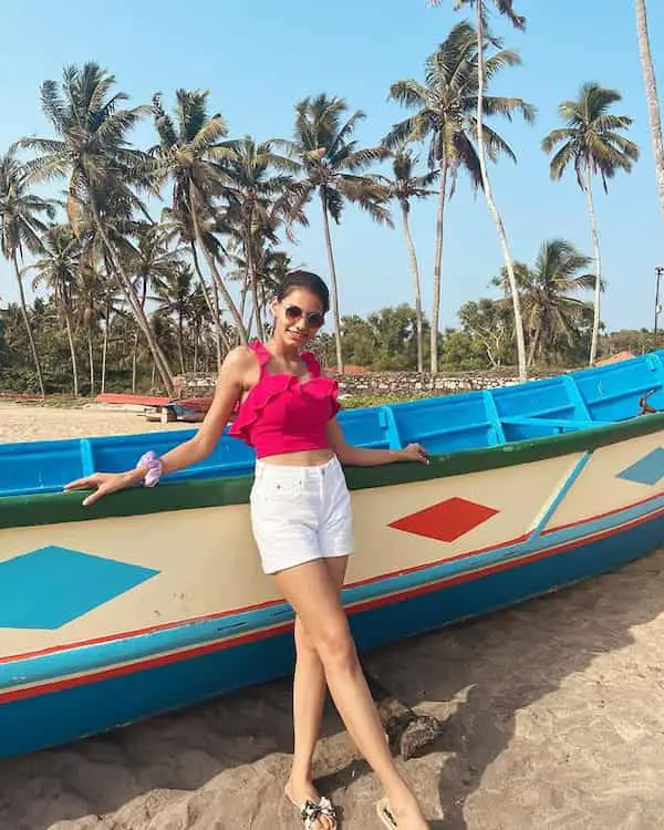 Pink Top with White Shorts + Slippers + Sunglasses