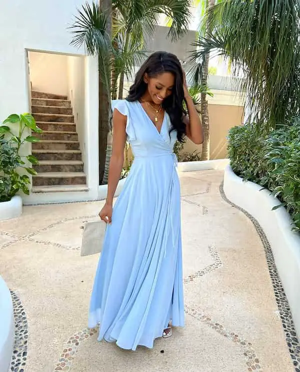 Sky Blue Maxi Dress with Heels