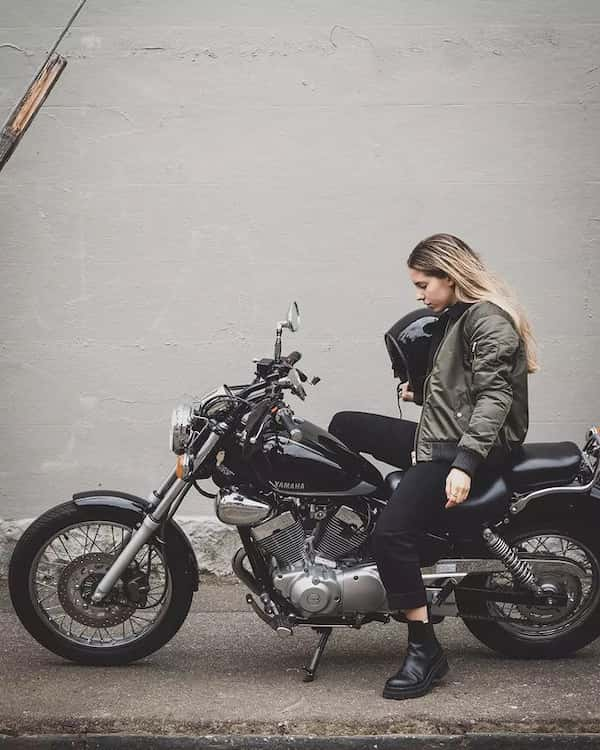 Black Jacket with Wheel Jumpsuit and Black Boots + Black Racer Helmet