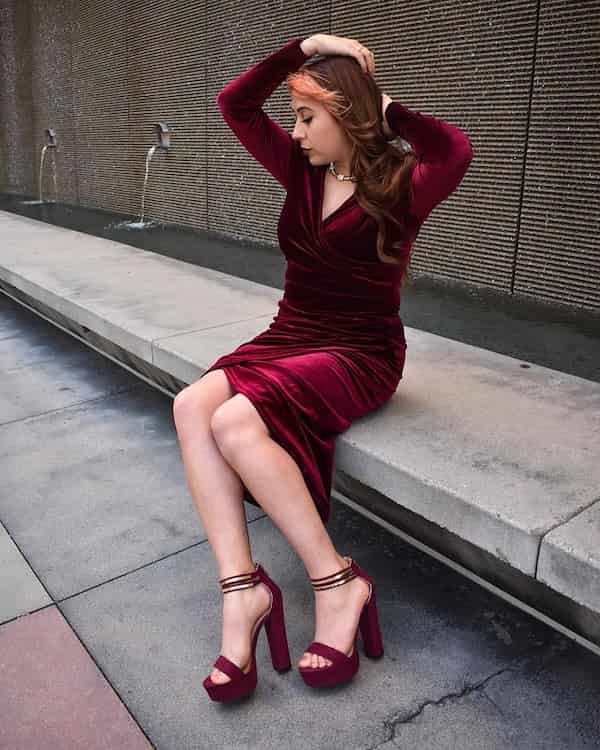 Burgundy is a shade of red; matching it with red shoes