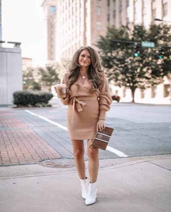 sweater dress with ankle boots