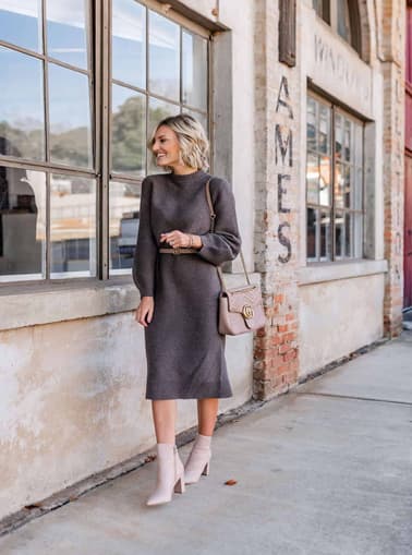 sweater dress with booties