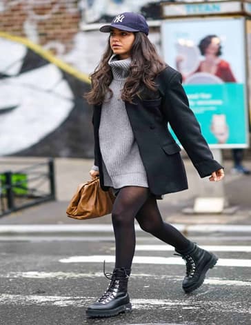 sweater dress with combat boots