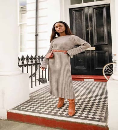 sweater dress with slouchy boots