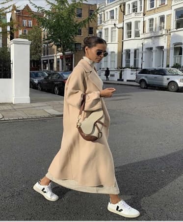 sweater dress with trainer sneakers